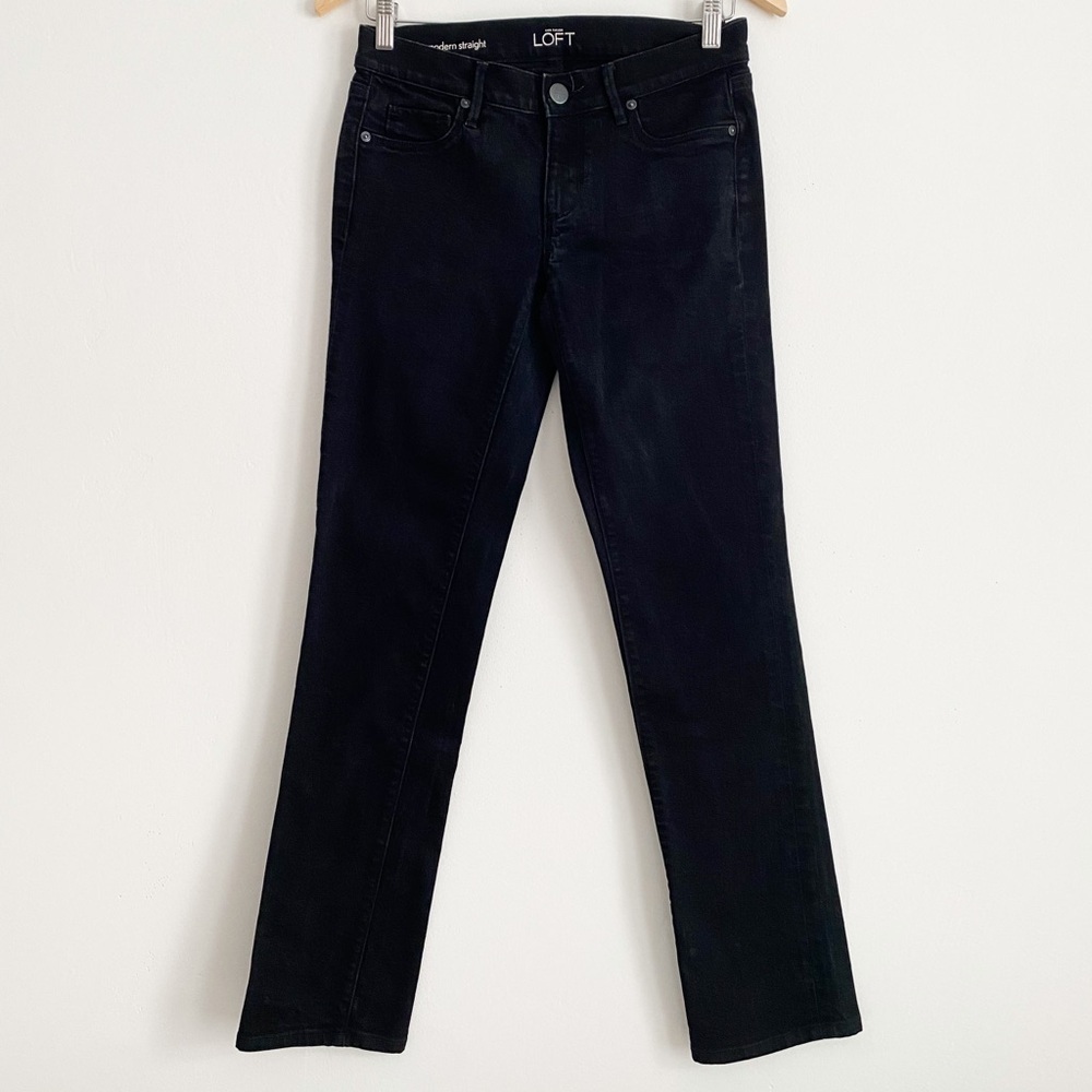 LOFT Modern Straight Denim Jeans, Size 26 (2) – Black - Picture 2 of 9